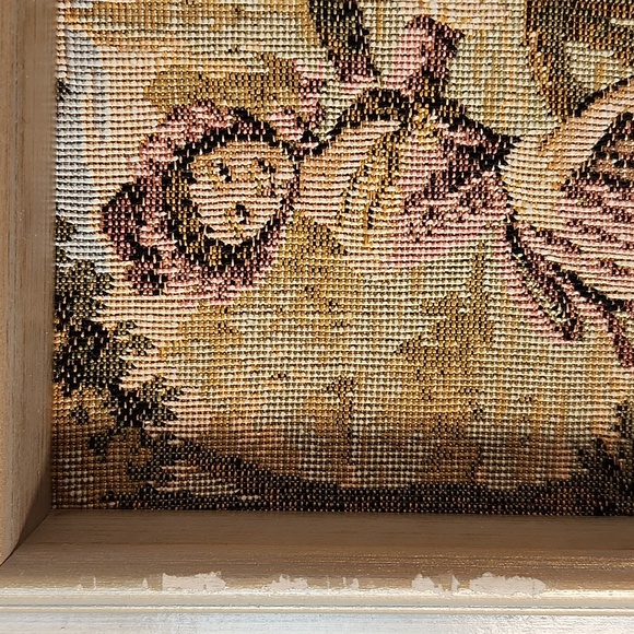 Vintage framed Embroidery Tapestry French Courtship Scene Galente Style France - Picture 13 of 16